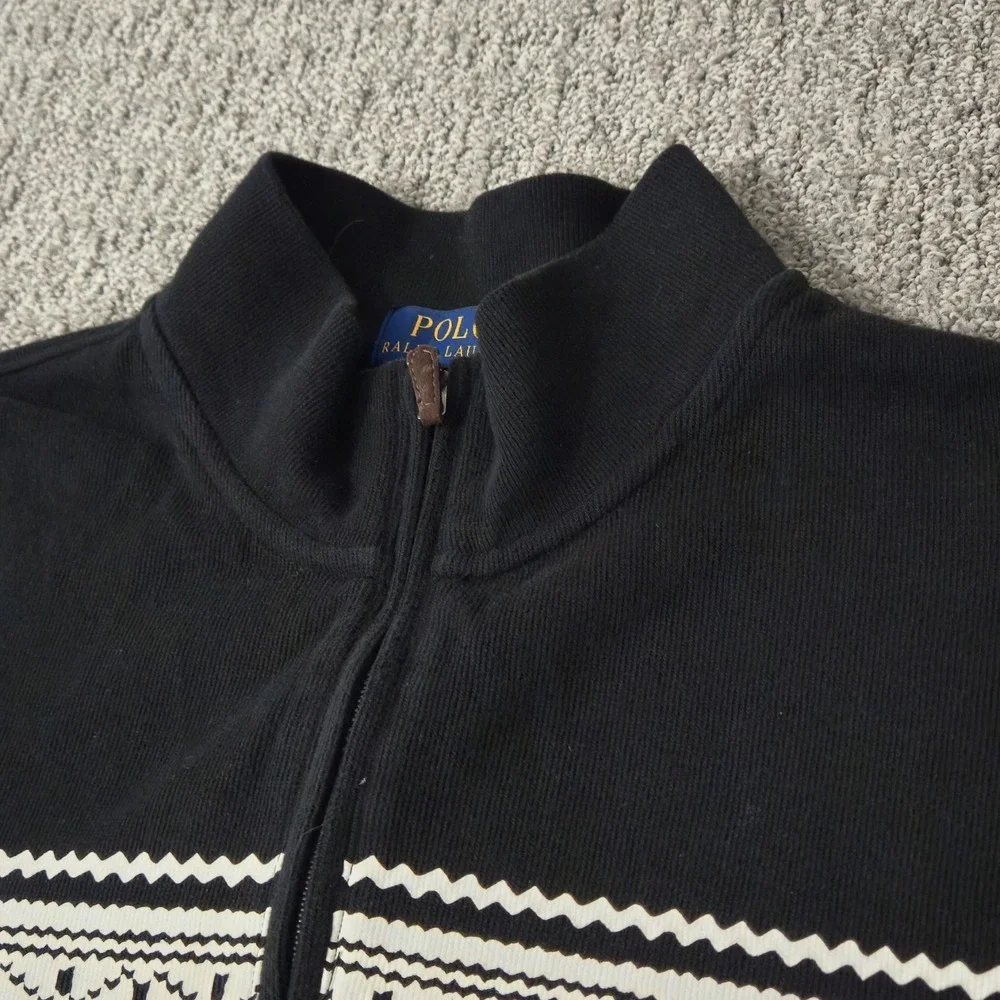 Polo Ralph Lauren Men's XL Sweater Estate Rib Black Snowflake Quarter 1/4 Zip